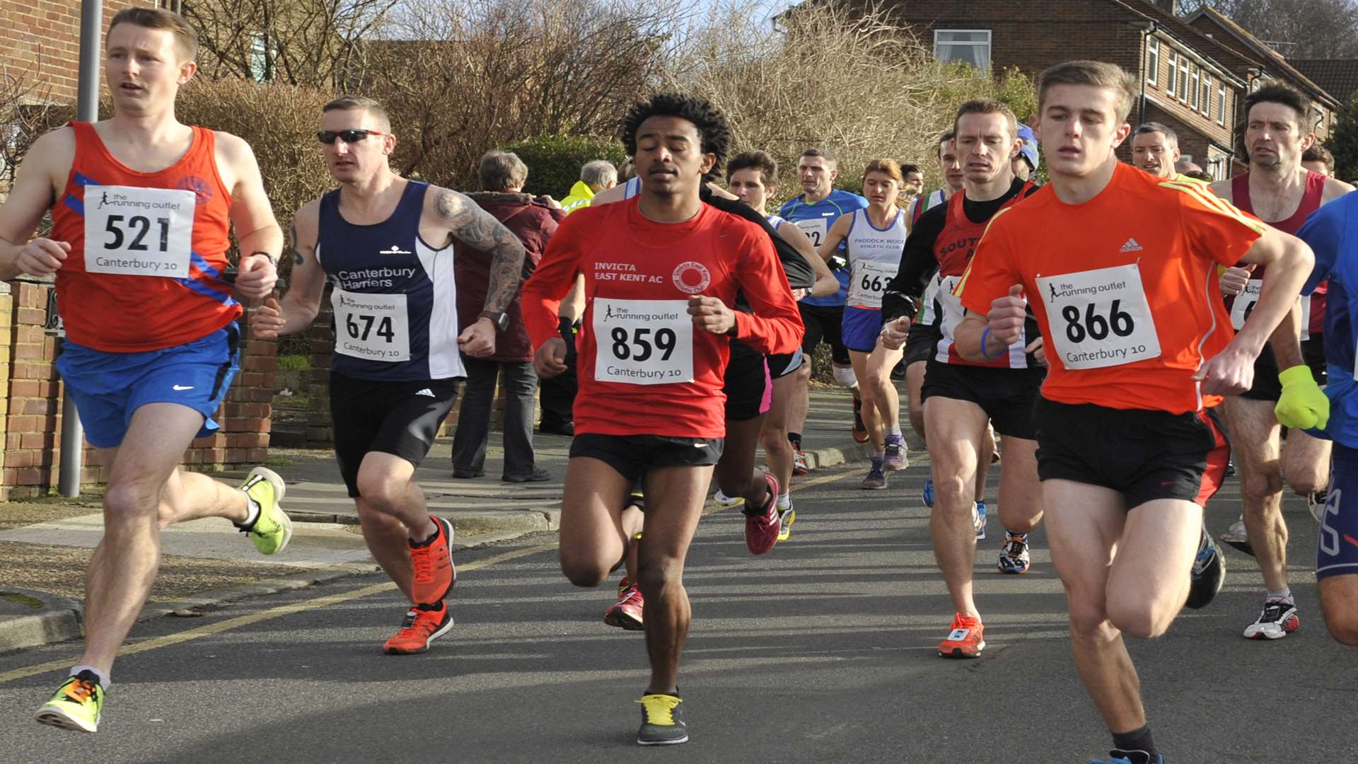 Invicta East Kent's Abel Tsegay (No.859) settles in his rhythm at the start of the Barretts Canterbury 10 Picture: Tony Flashman
