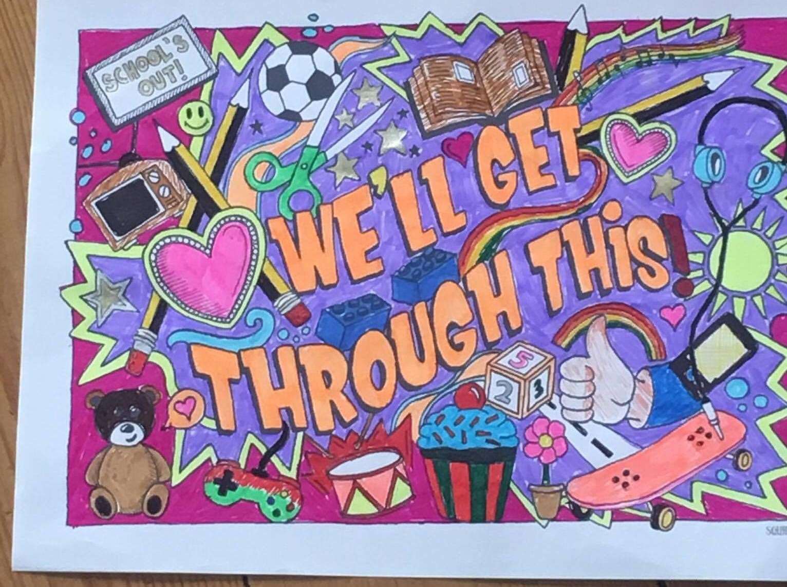 'We'll get through this' is the feel good message on one of the colouring sheets