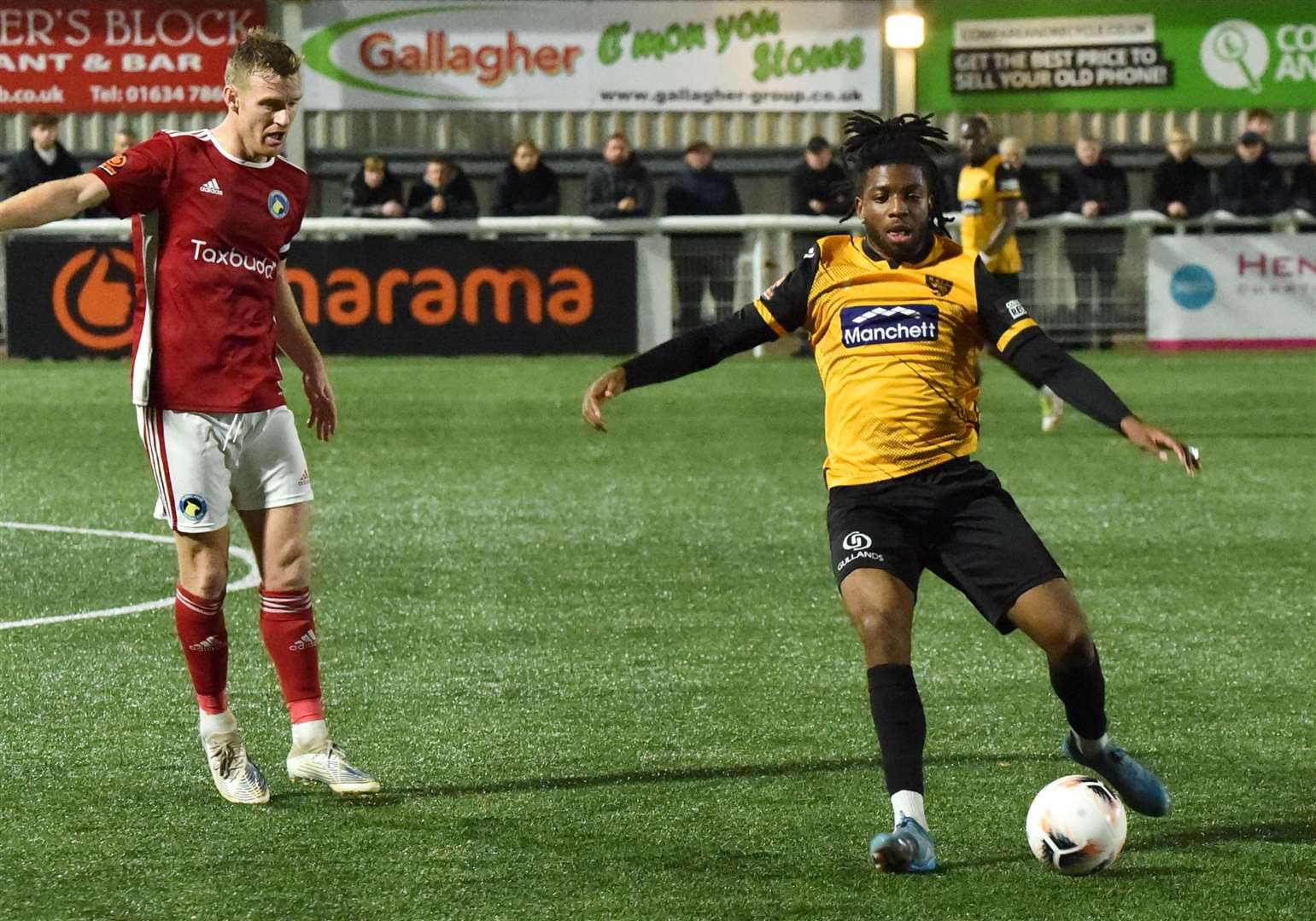 Dominic Odusanya in possession against Solihull Moors. Picture: Steve Terrell
