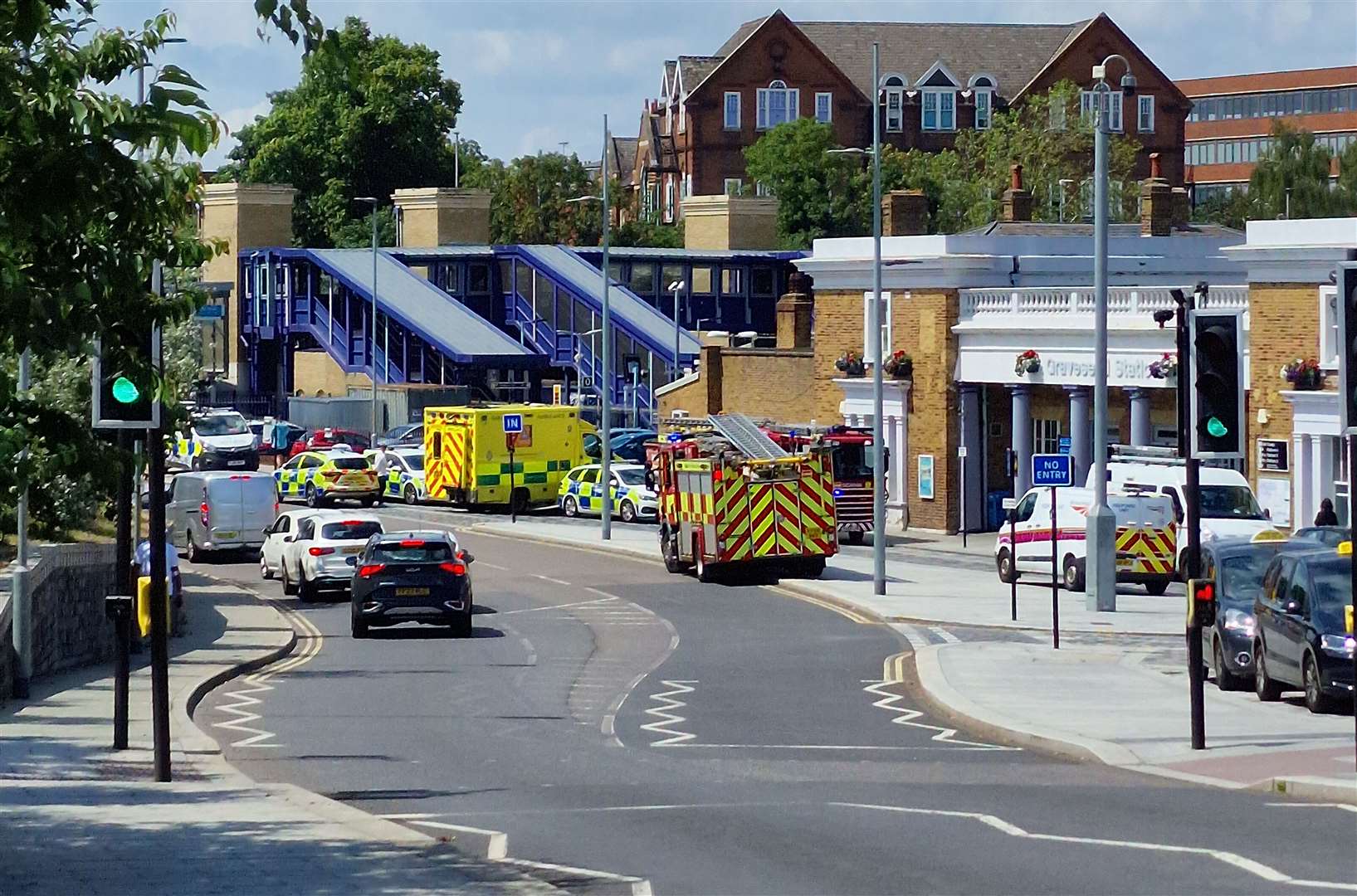Multiple emergency services crews were spotted at Gravesend railway station. Picture: Alan Collins Rosell