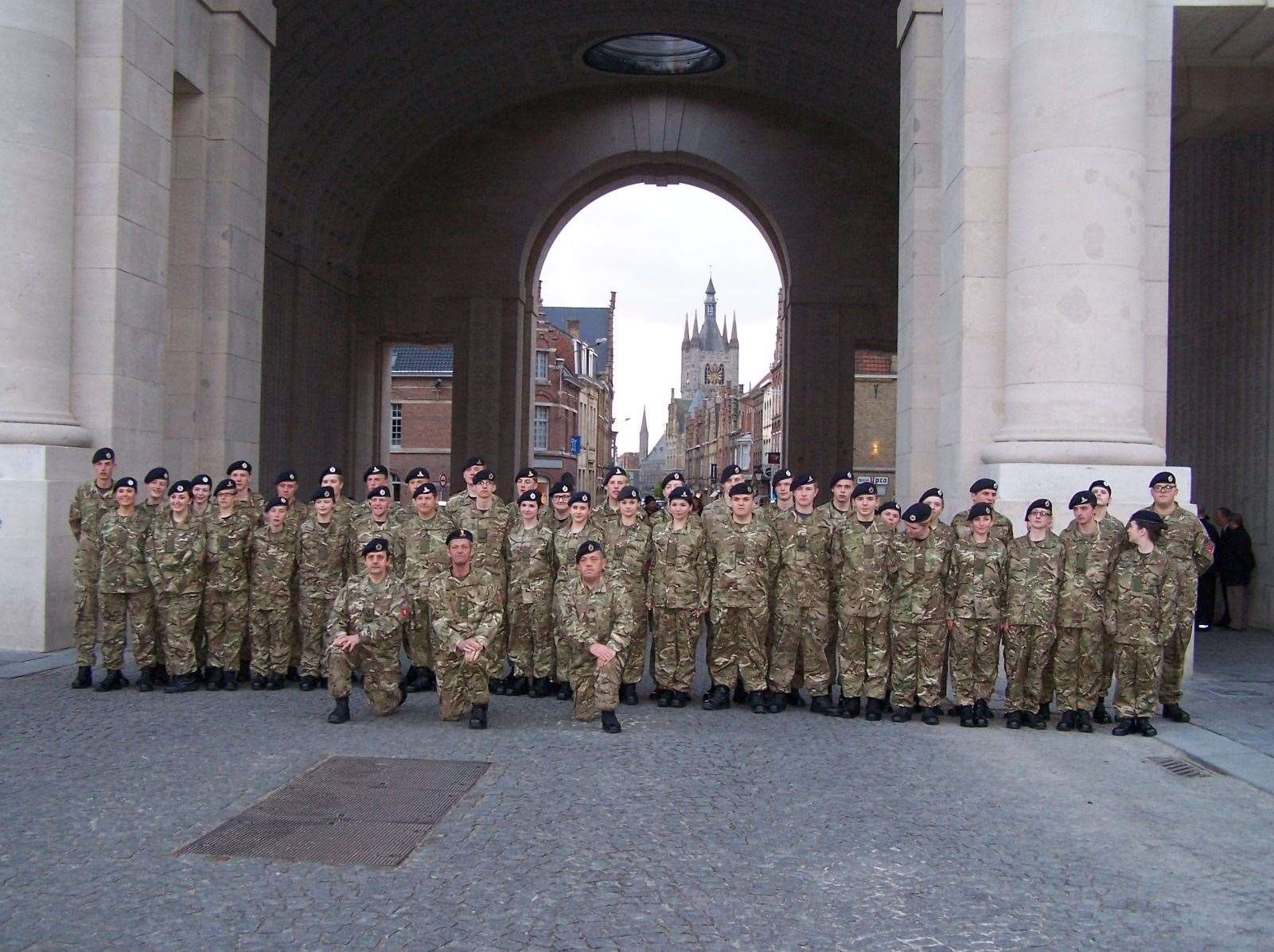 Major Keith Bloor, front centre kneeling, has volunteered with the army cadets for 52 years