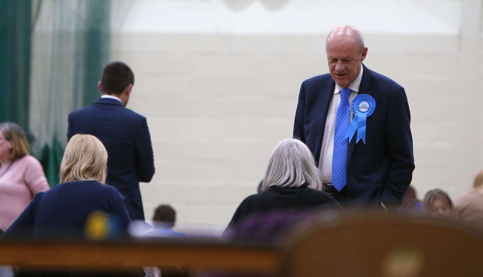 Damian Green at Ashford's general election count in 2019