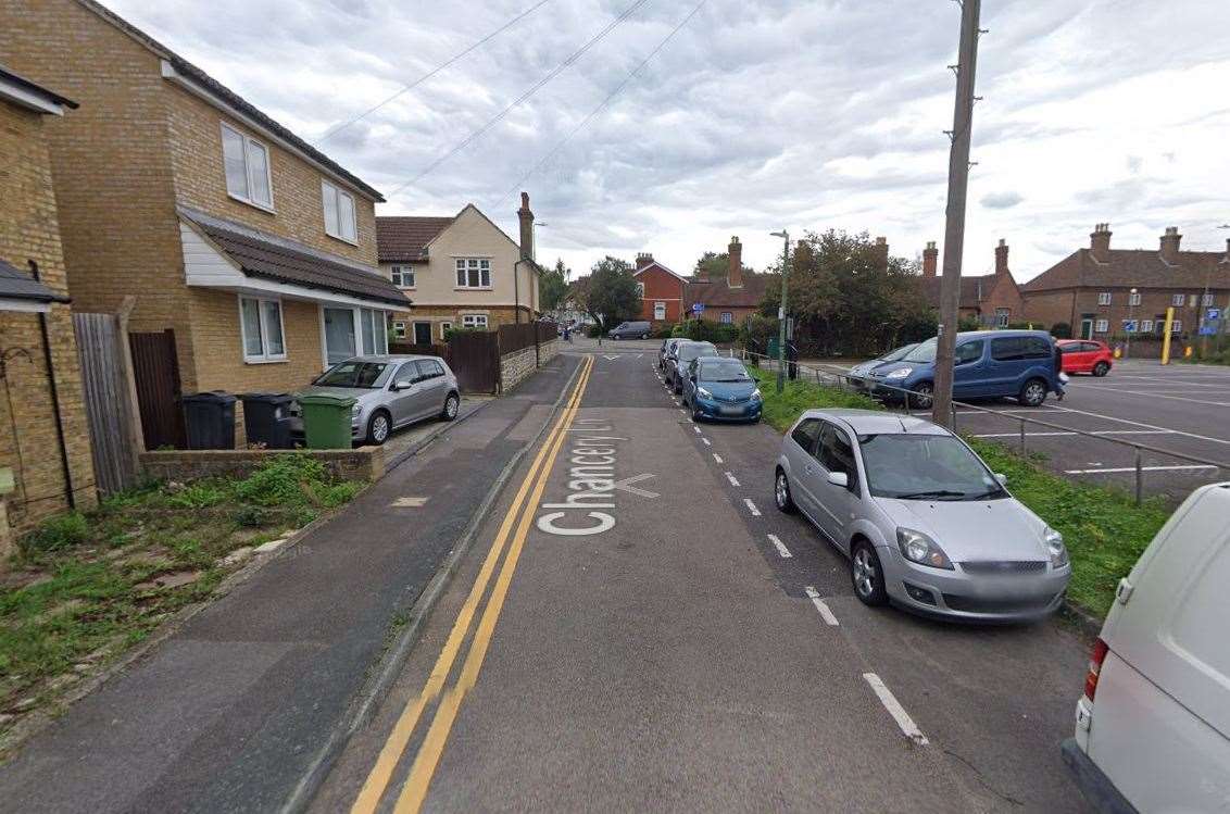 A number of vehicles were damaged in Chancery Lane, Maidstone. Picture: Google Maps