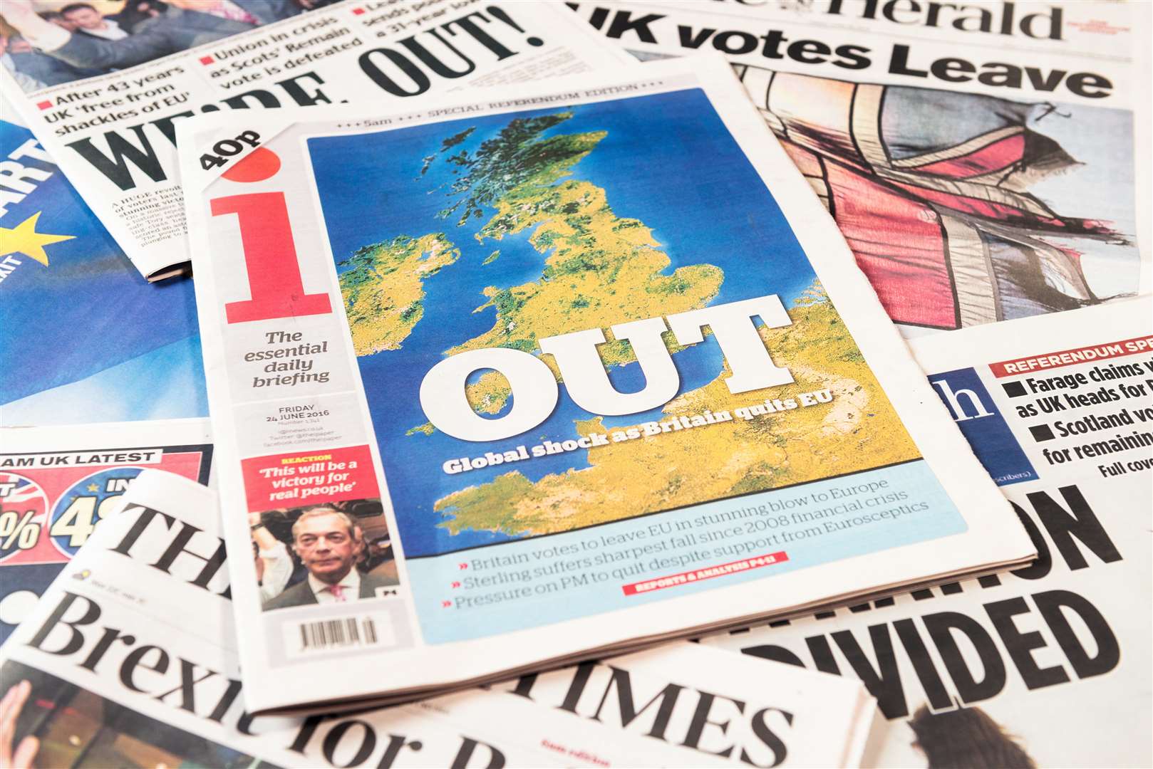 Front pages from the day after Britain voted to leave the EU. Picture: iStock