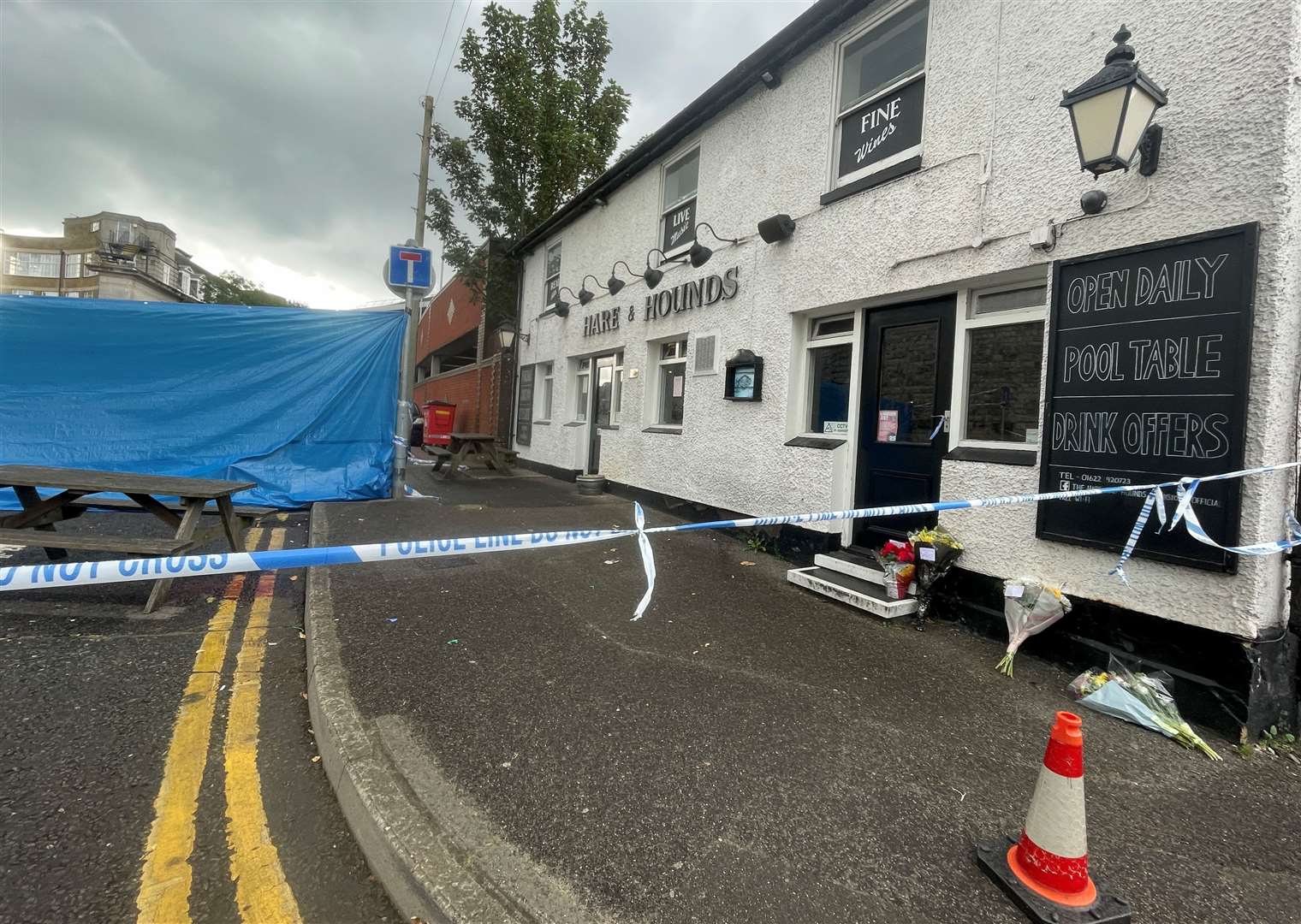 A cordon remains in place at the Hare and Hounds pub in Maidstone town centre