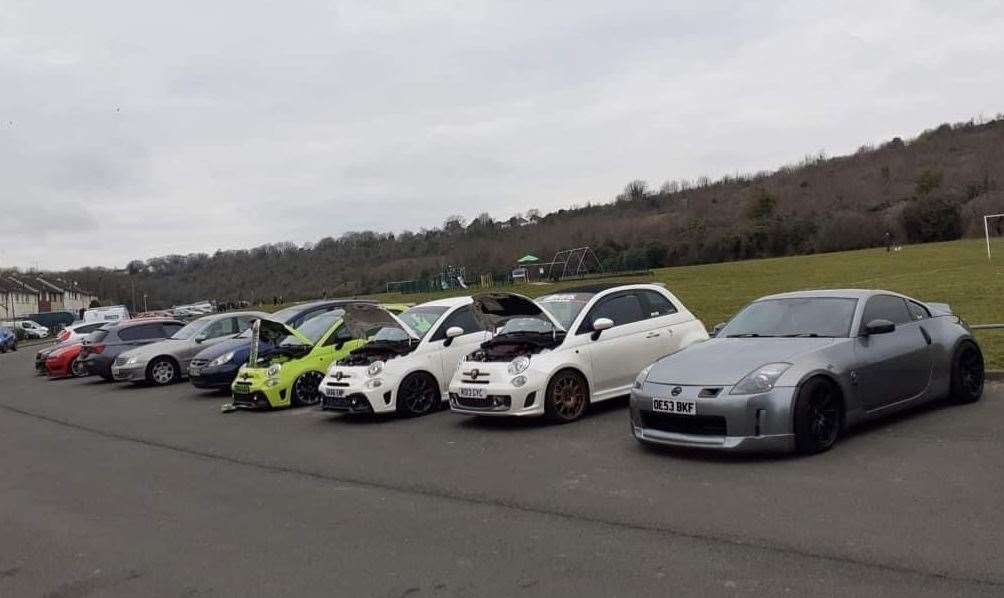 A range of cars turned up for the surprise, including some modified Abarth 595s. Picture: Kerry North