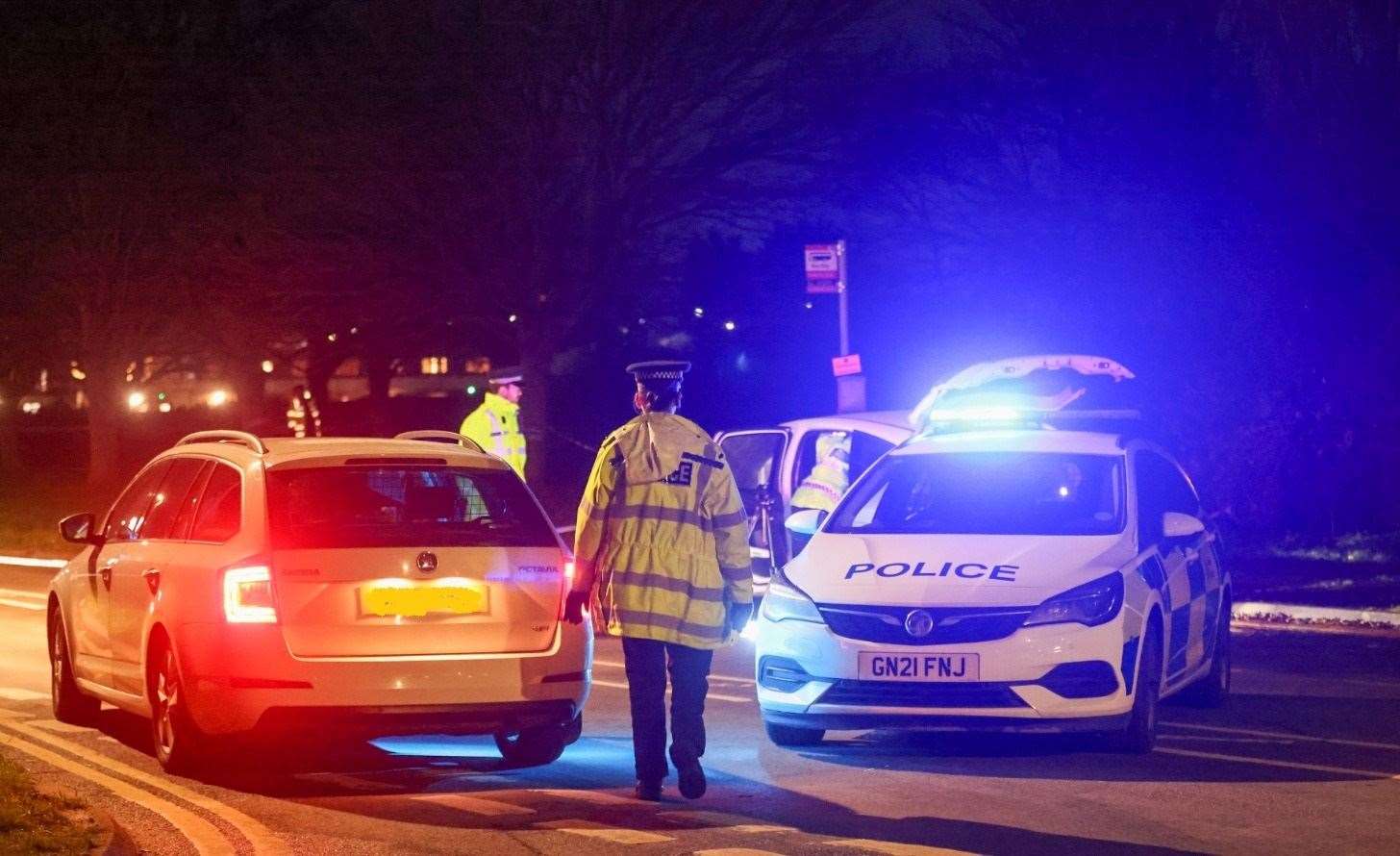 Police at the scene of the crash at Leysdown on Tuesday night. Picture: UKNIP