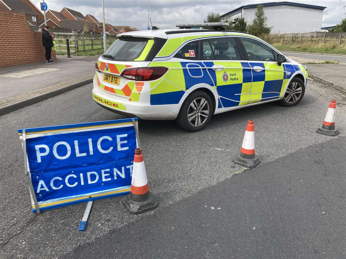 A road was closed in Swale Way, Sittingbourne, following the crash. Picture: John Nurden