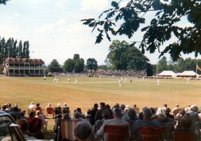 Kent take on Surrey at Mote Park, Maidstone in 1973. The ground has changed very little since its heyday hosting county cricket. Picture: Roy Hughes/WikiCommons