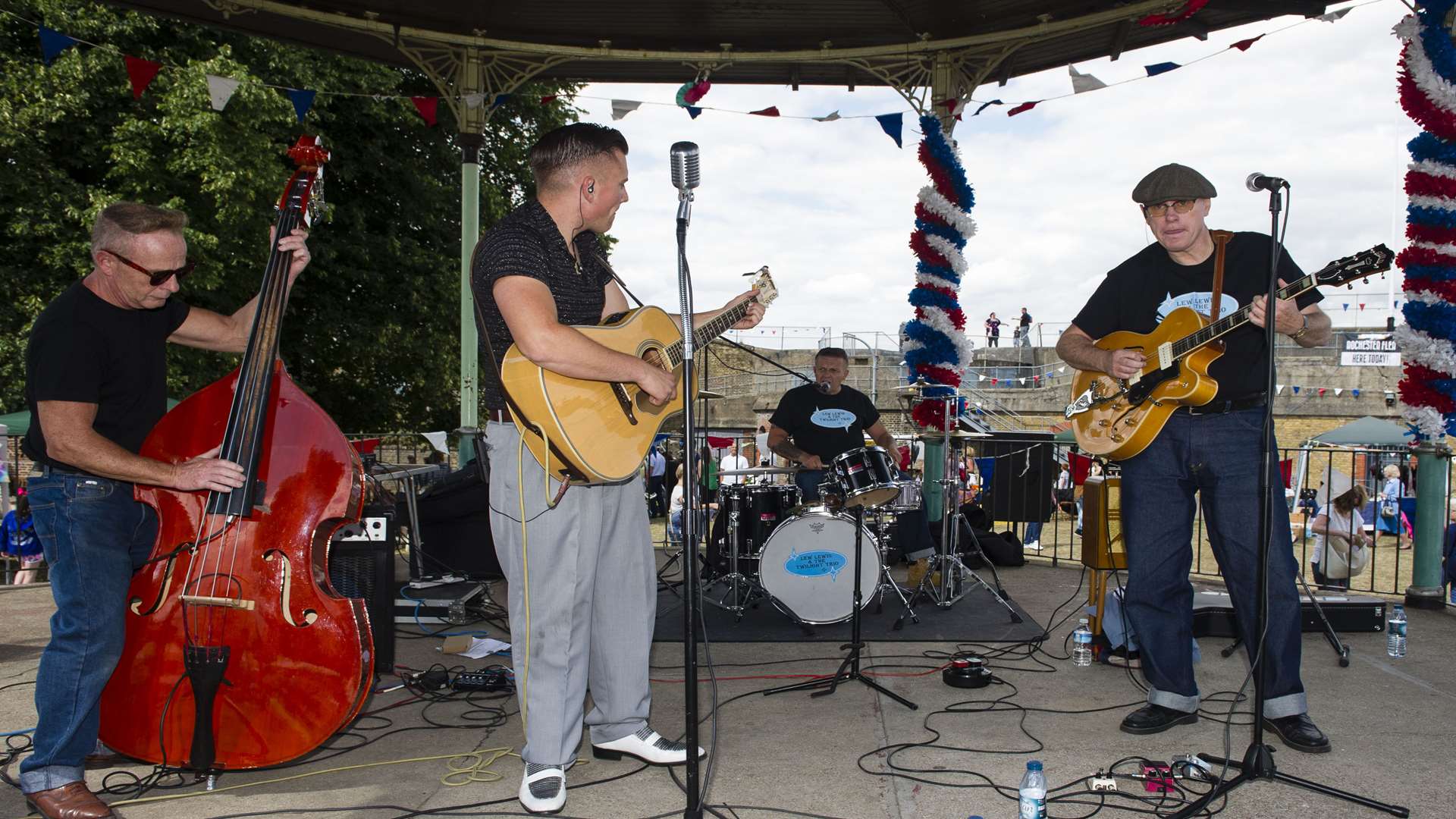 Lew Lewis and Twilight Trio perform on the bandstand at the Summer Fayre on the Square in the Fort Gardens, Gravesend