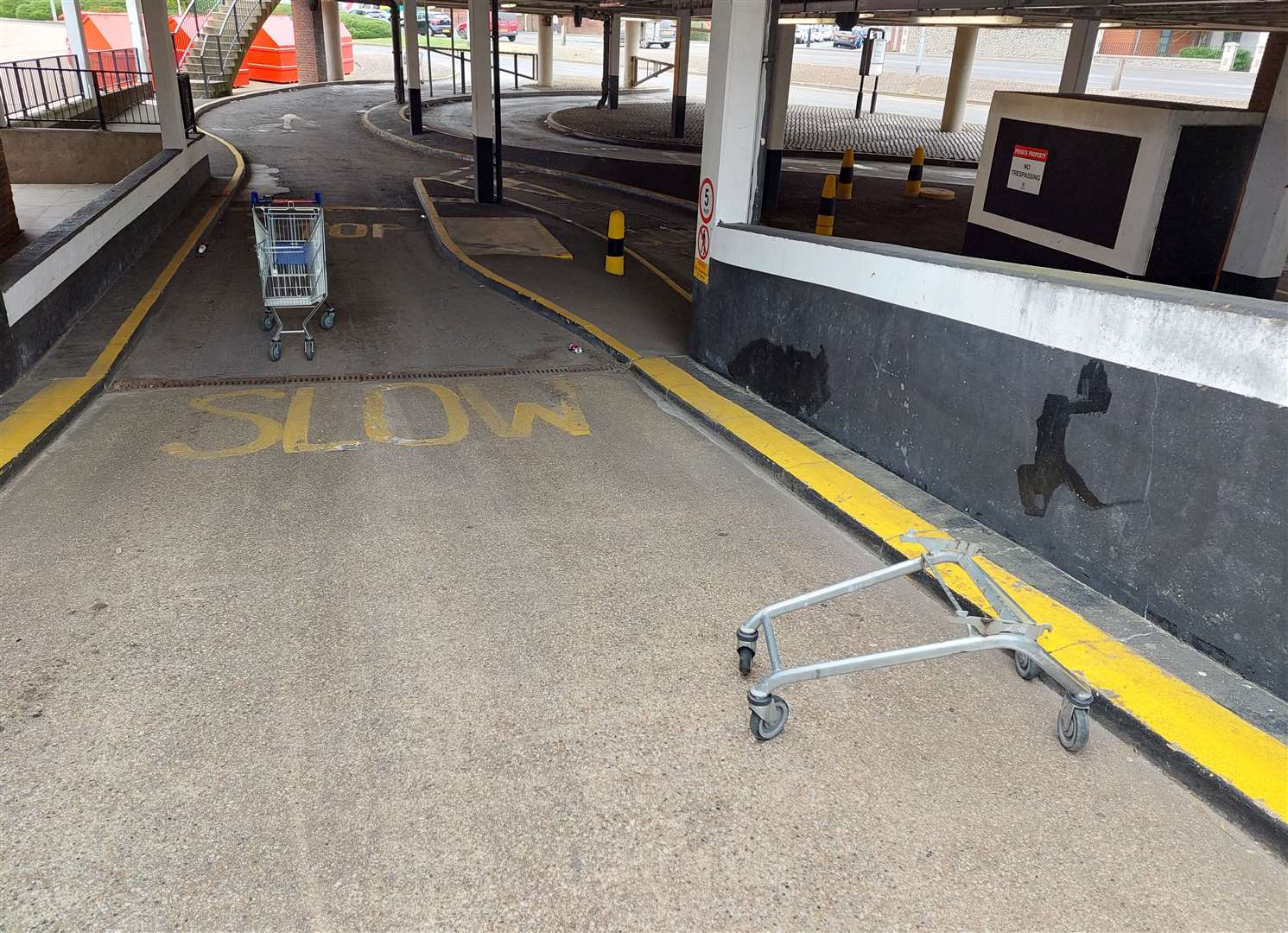 Abandoned trollies on the exit ramp