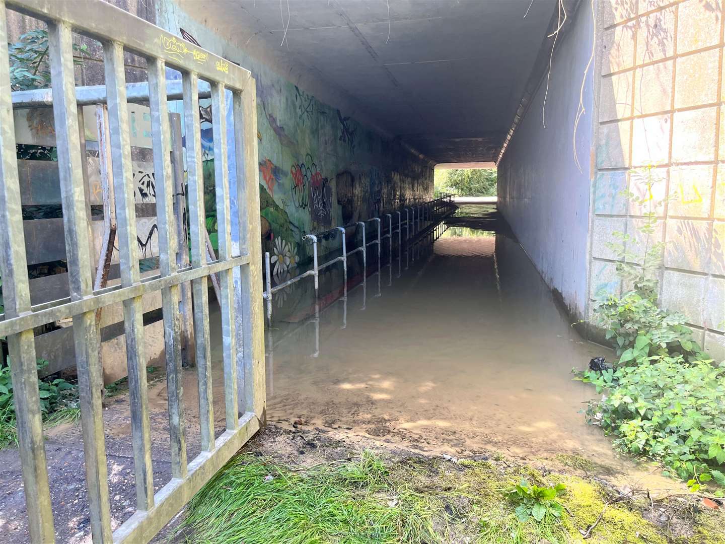The water main burst at a nearby underpass