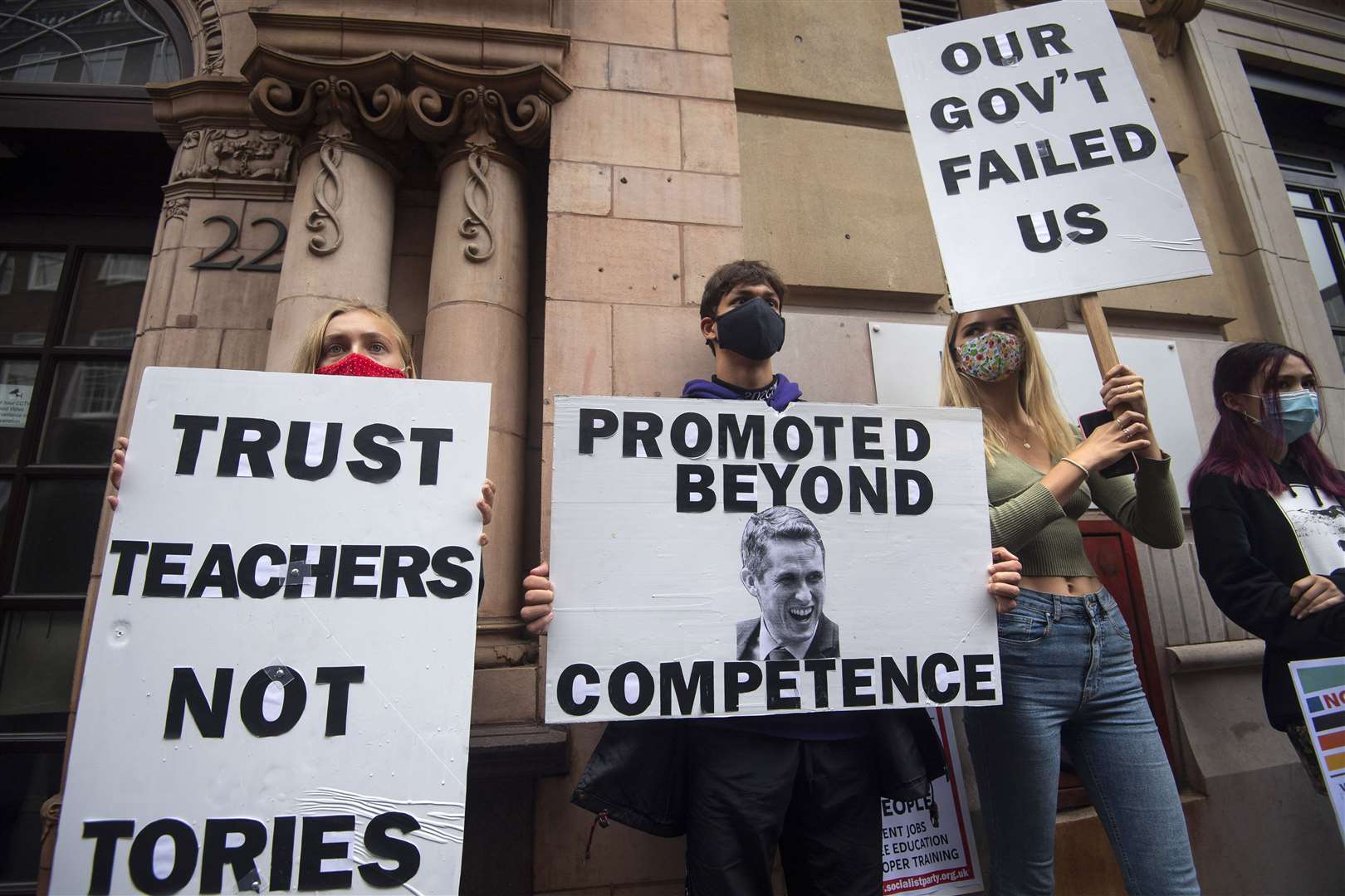 Students protest in Westminster over the Government’s handling of A-level results (Victoria Jones/PA)