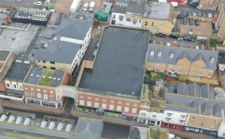 An aerial view of the site in Queen Street, Ramsgate