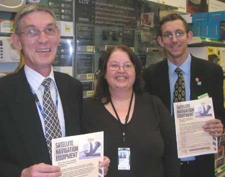 Police crime reduction officer John Grant with Lorraine Hemphrey, Neighbourhood Watch liaison officer and Dan Lewry, Homebase store manager, with the leaflets
