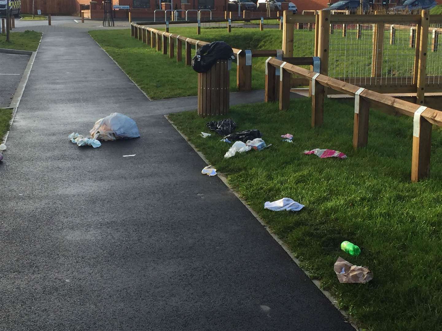 Rubbish could be seen strewn around the estate with bins overflowing