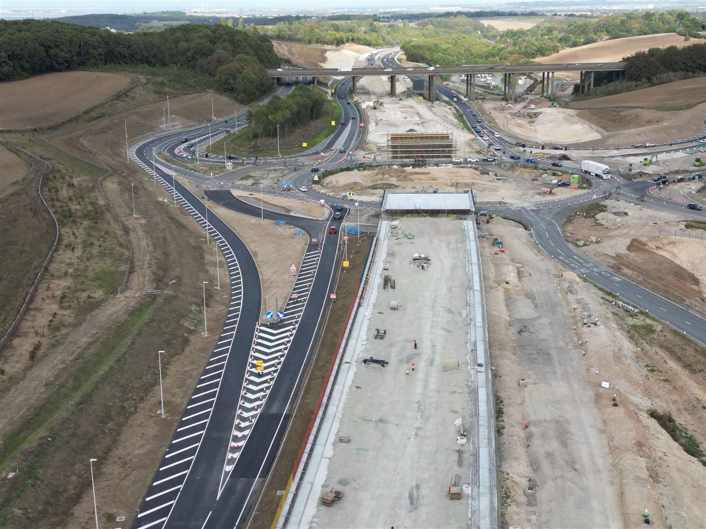 Drone photos of the roadworks at Stockbury roundabout / M2. Picture: Barry Goodwin
