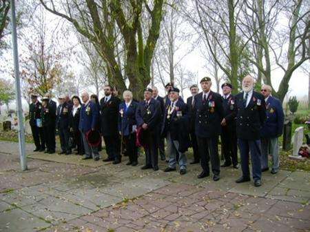 Veterans lined up before the ceremony at Halfway cemetery on Friday