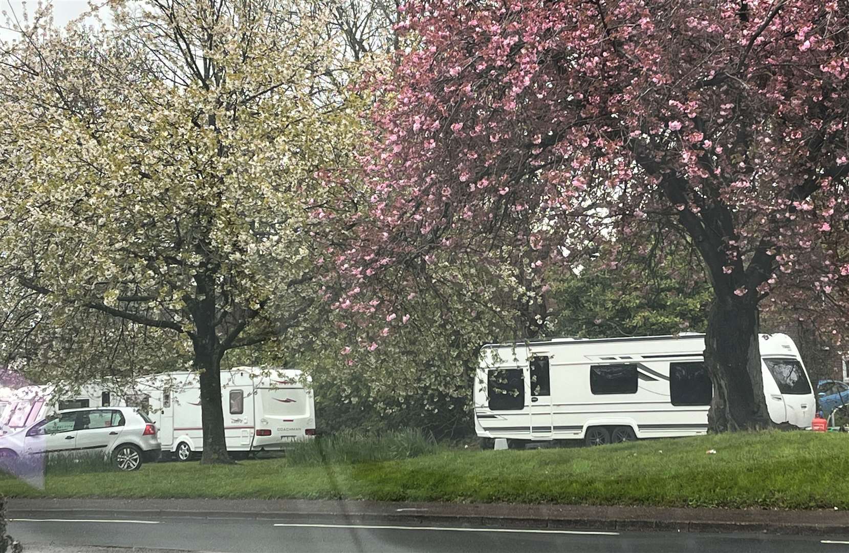 The picturesque village of Hartley has been disturbed by travellers who have set up camp in the local children's play area.