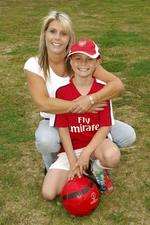 Amanda Thompson and her son, Derek, who plays for Arsenal