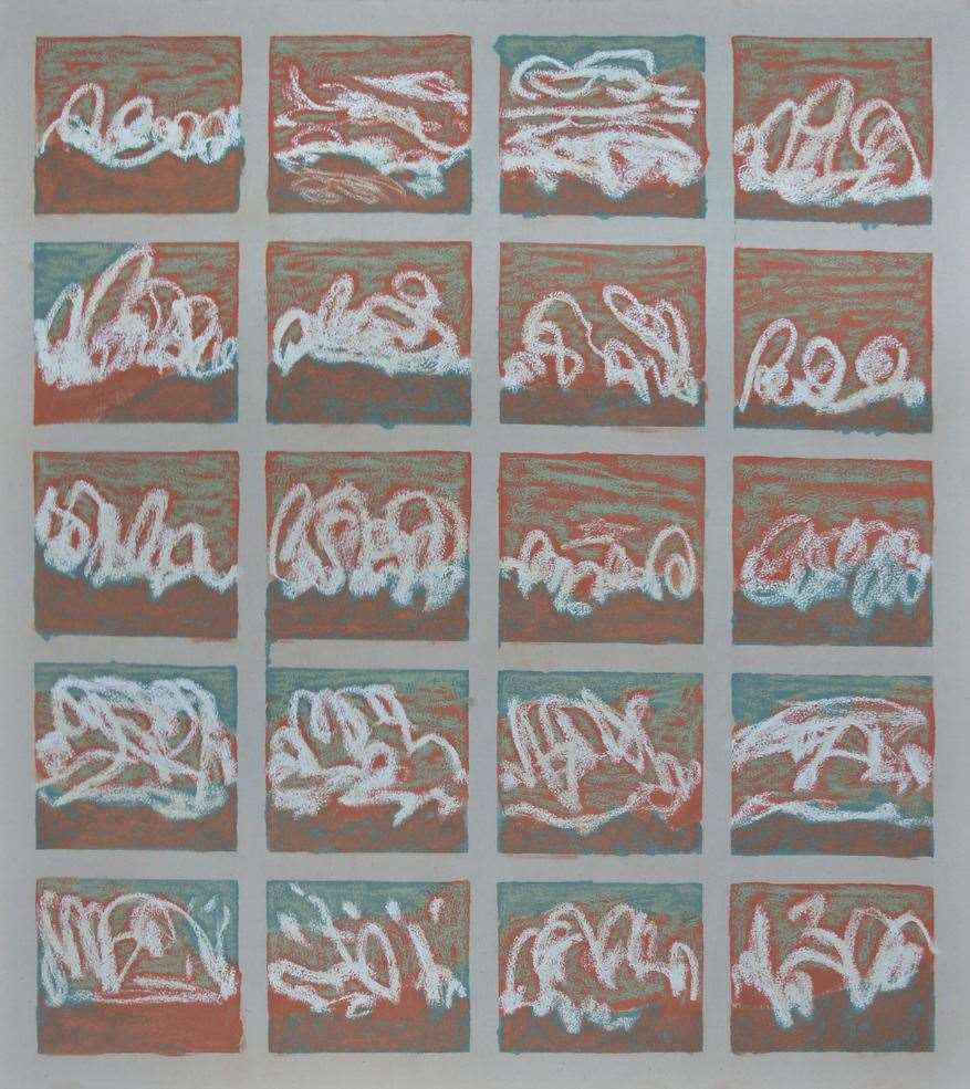 Sea Signatures: Breakdance [Deal. May 2019] by Julie Sumner. Pastel, gouache and chalk paint on canvas