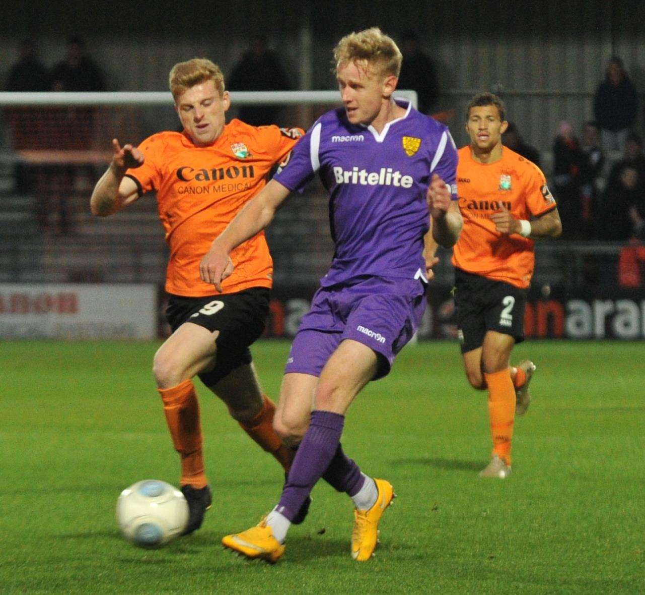 Maidstone left-back George McLennan in action at Barnet Picture: Steve Terrell