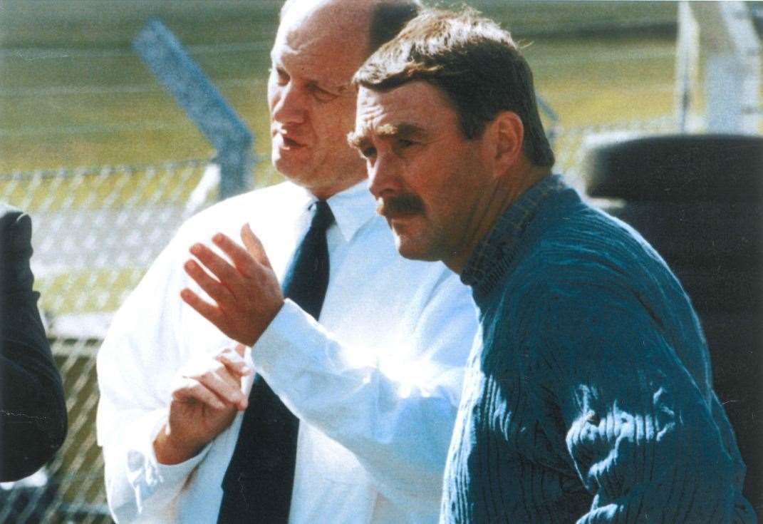 Alongside his Buckmore efforts, Sisley worked at Brands Hatch for years, running all off-road activities and developing the current kart track next to the Kentagon restaurant. He's pictured here with former F1 champion Nigel Mansell in 1995