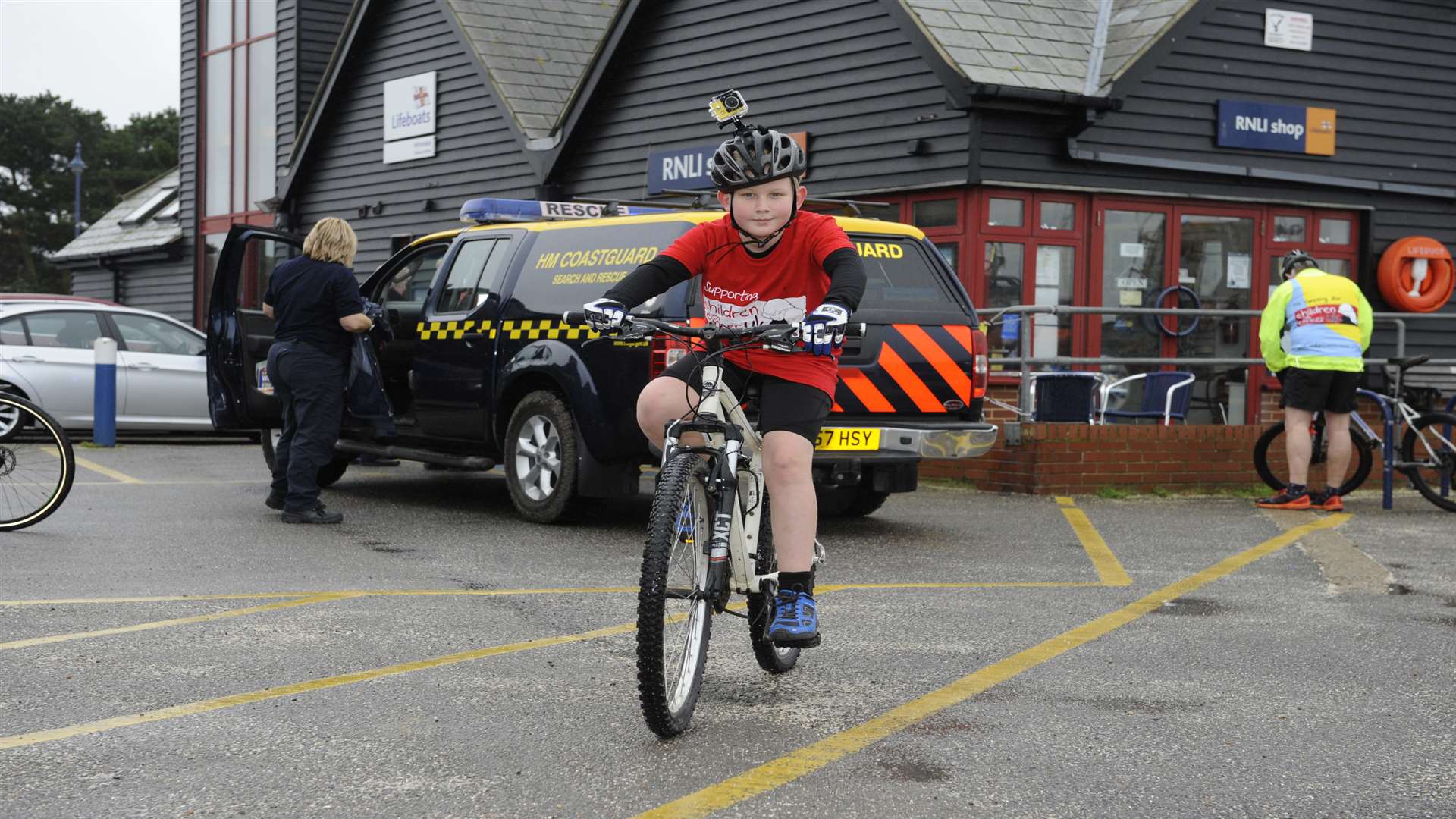 Ten year old Josh Stickels cycles from Herne Bay to Whitstable for charity