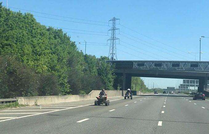 Two riders were seen on the A2, but one was without a helmet and trying to do a wheelie
