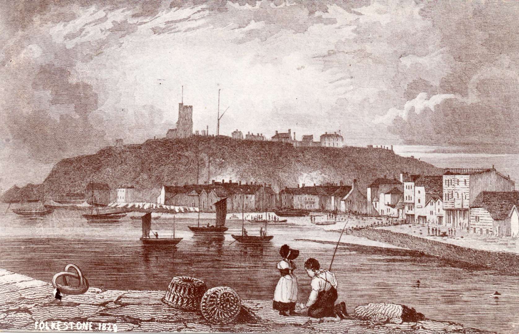 Folkestone harbour in 1829