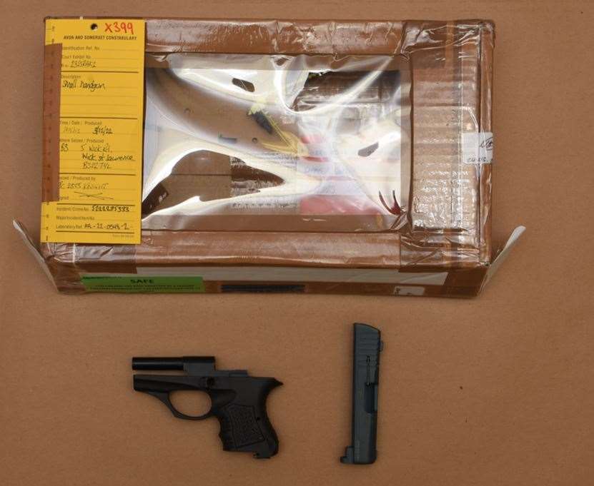 A small black handgun found in Reed Wischhusen’s house (Avon and Somerset Police/PA)