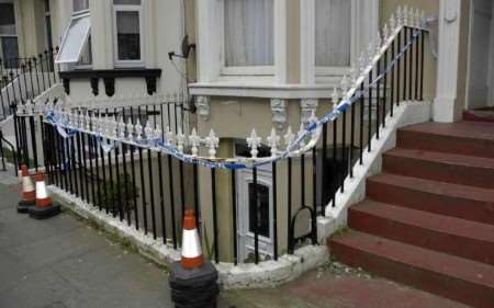 An area taped off by police in Margate's Athelstan Road. Picture: PHIL HOUGHTON