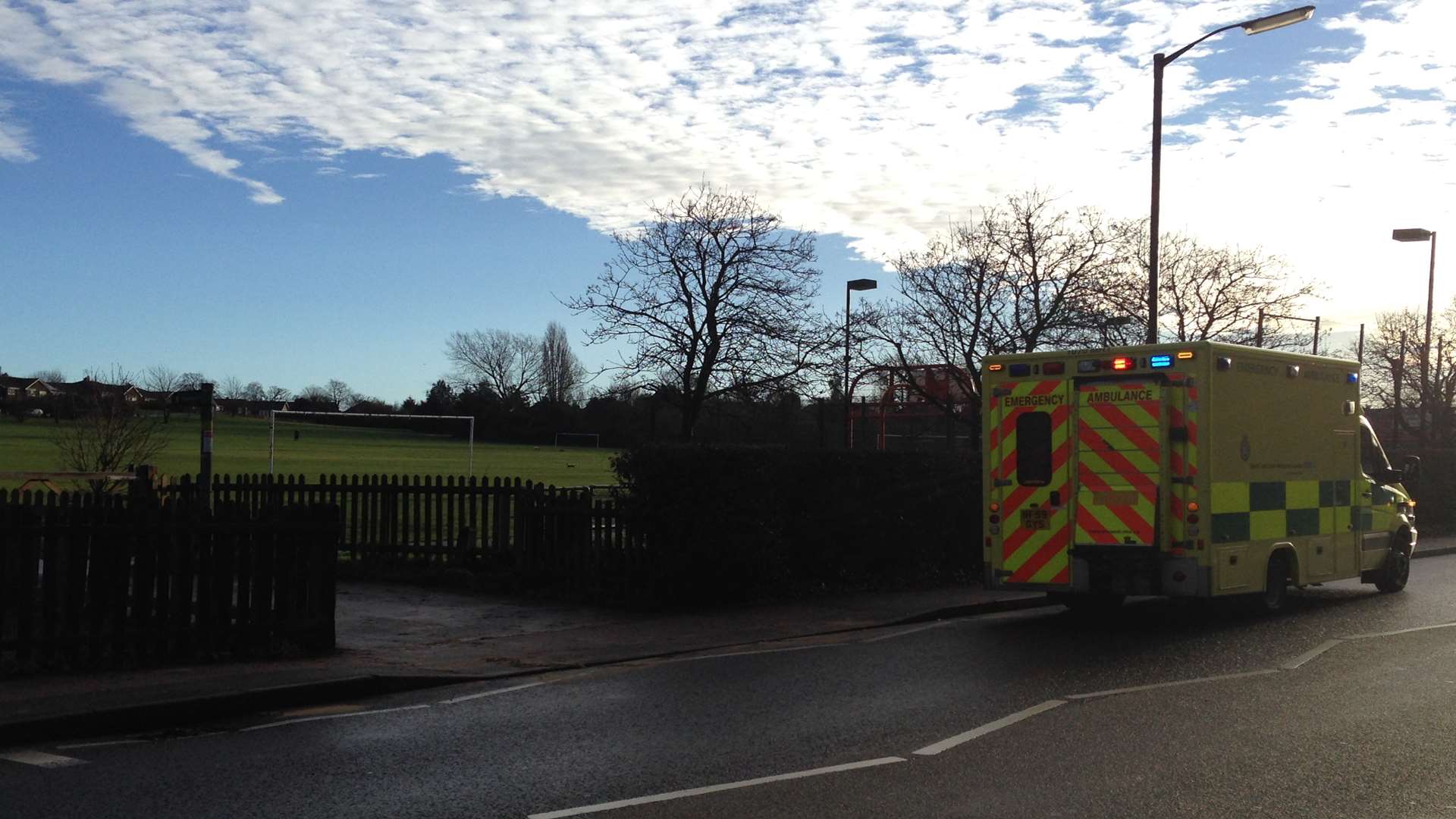 Ambulance crews transported the man to the park to be airlifted