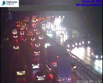 Traffic is mounting on the M25 due to shoppers flocking to Lakeside