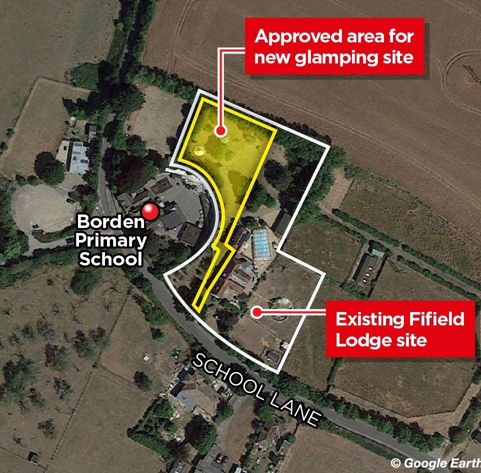 An aerial view of where the pods will be at Fifield Lodge