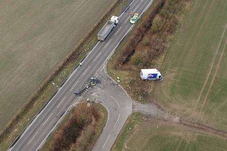 The scene of the crash in Snave, Romney Marsh. Picture: Peter Stretton Kent Skywatch Civil Air Patrol.