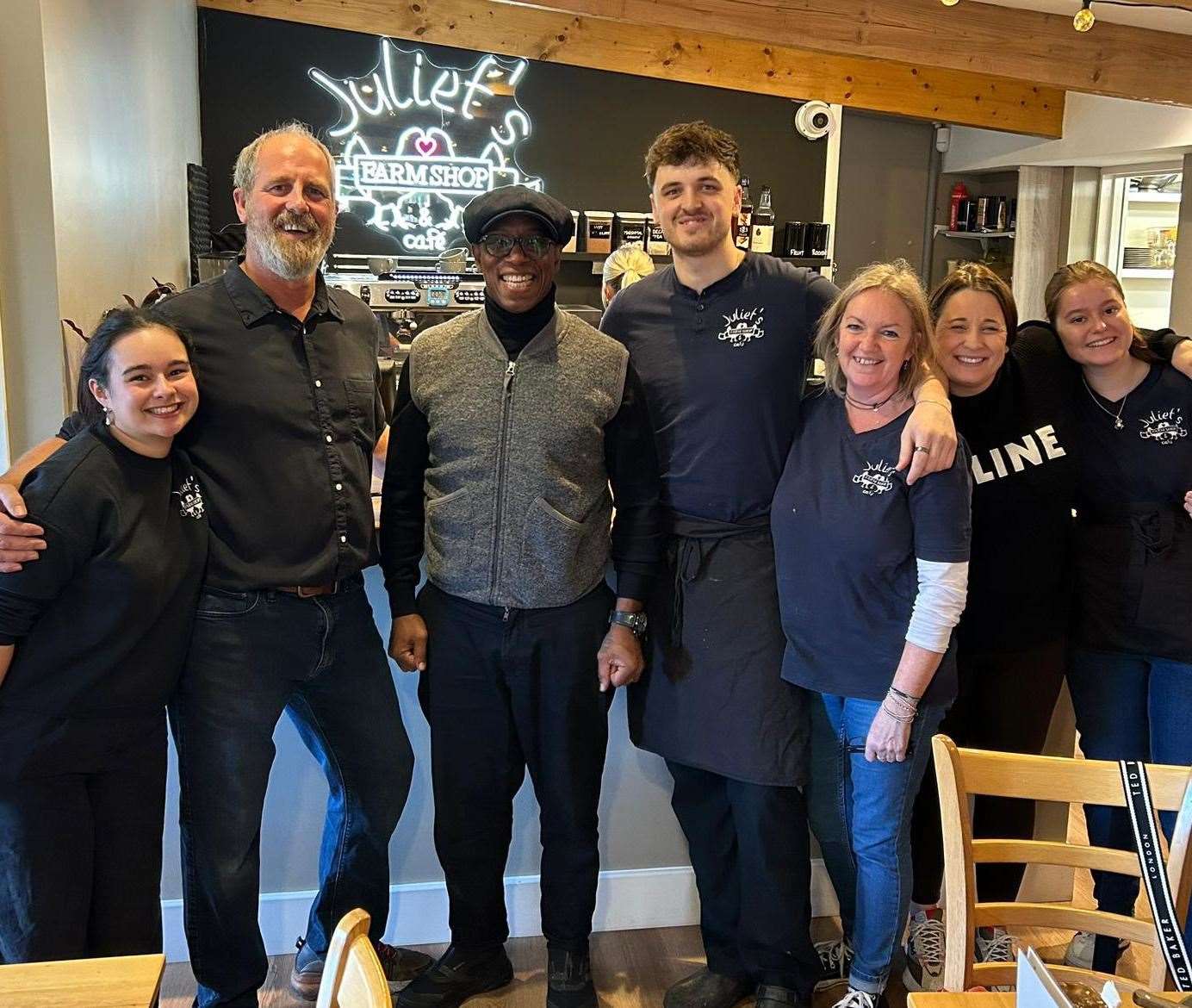 Ian Wright with the team of Juliet's Farm Shop and Cafe in Ash. Picture: Juliet's Farm Shop and Cafe