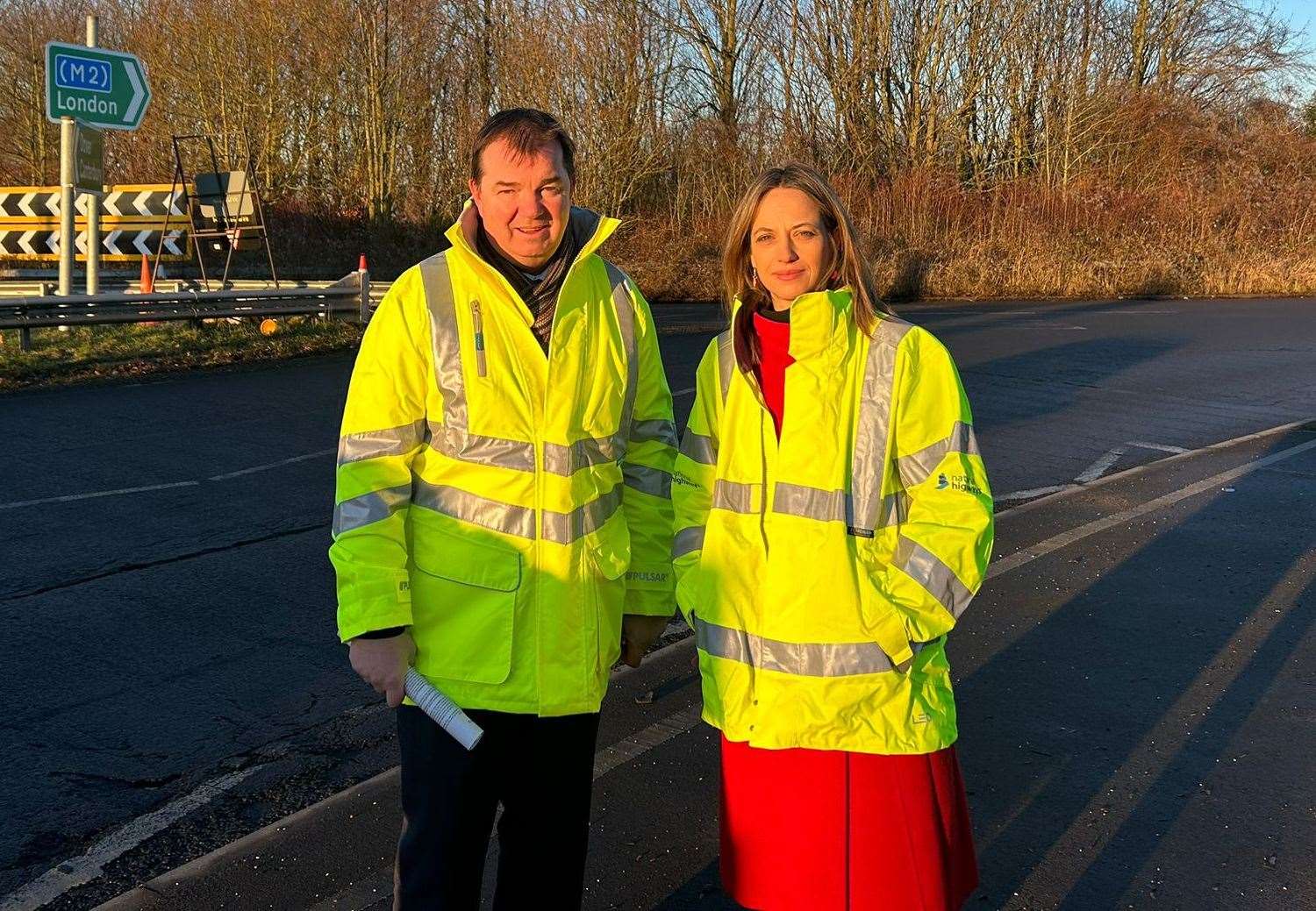 Roads minister Guy Opperman pictured with Kent MP Helen Whately