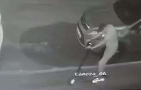 An E-scooter rider was caught on CCTV stealing the cat kennel from a garden in Sittingbourne