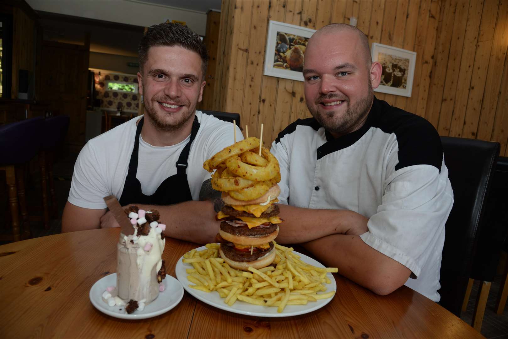 Roger Heathcote and David Waddington with their creation at the Rising Sun, Beltinge. Picture: Chris Davey