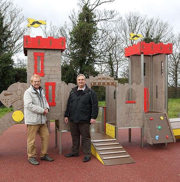 Cllr Lee Croxton and Cllr John Burden at the new play area at Windmill Hill. Picture: Gravesham Borough Council
