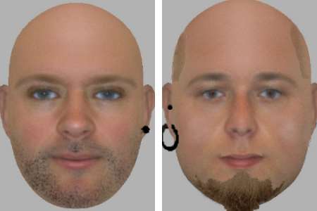 Two efits of a man police want to speak to about a van driver approaching children in Ashford