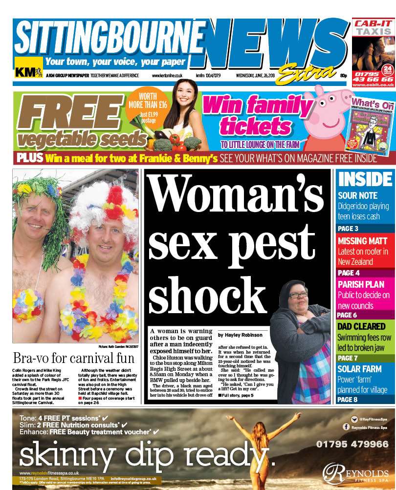 The front of this week's Sittingbourne News Extra