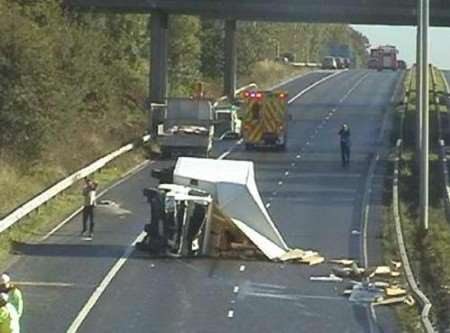 The scene of the smash near junction four of the M2. Picture courtesy Dave Curling
