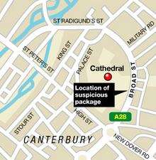 Location of Canterbury suspicious package