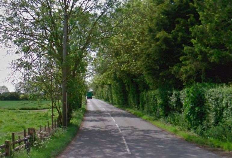 A lorry has overturned on the B2080 on Romney Marsh. Photo: Google Street View