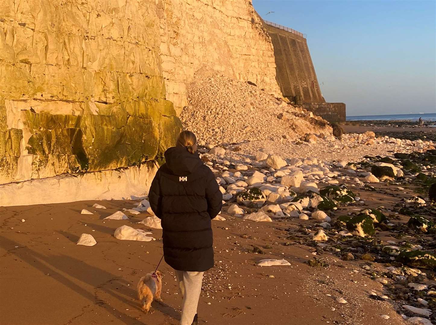 Stephen Bailey was on a walk on Boxing Day with his wife Anna and their dog Luna when the couple saw the remains of the rock fall. Picture: Stephen Bailey