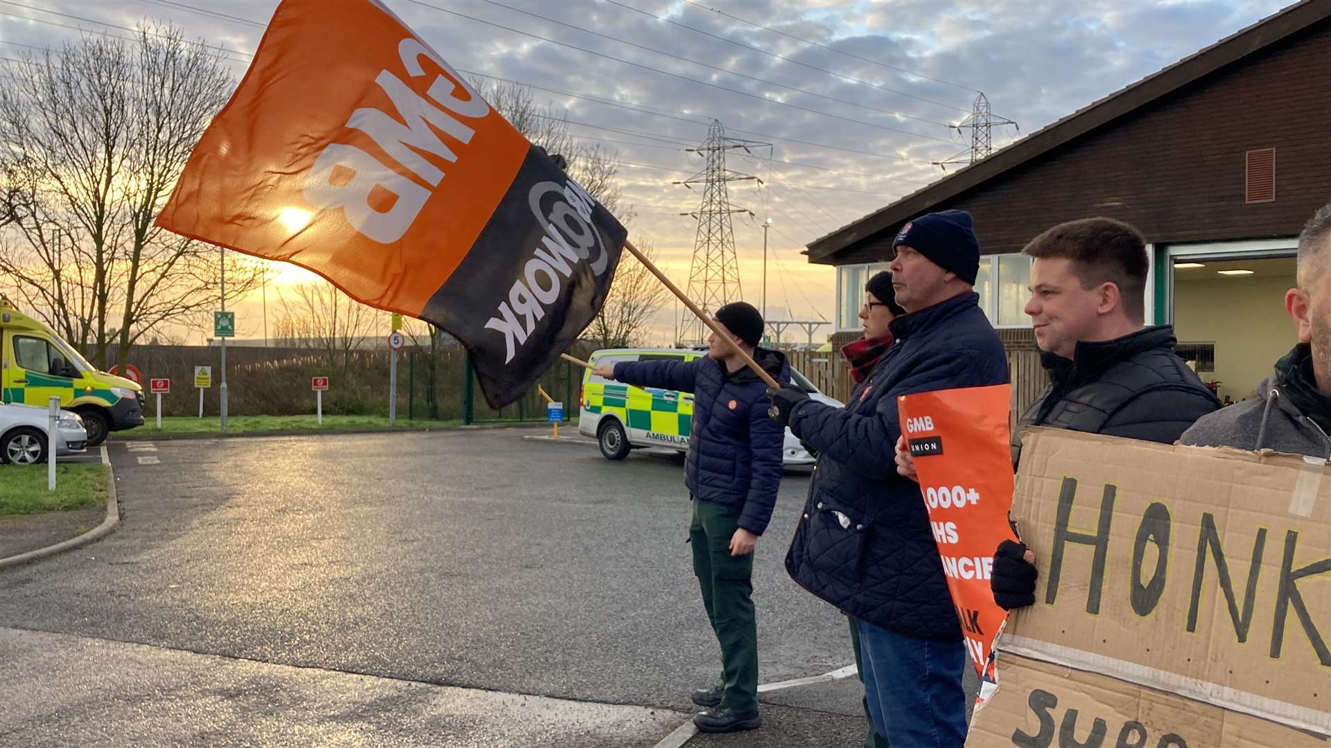 Staff at Isle of Sheppey Ambulance Station are among thousands on strike today
