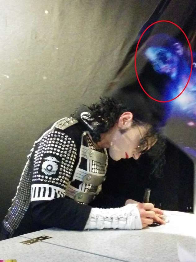 Reece Savva captured what he believes is the ghost of the King of Pop in this picture of Sheppey Michael Jackson impersonator Ben Bowman. Picture: Reece Savva/SWNS.com