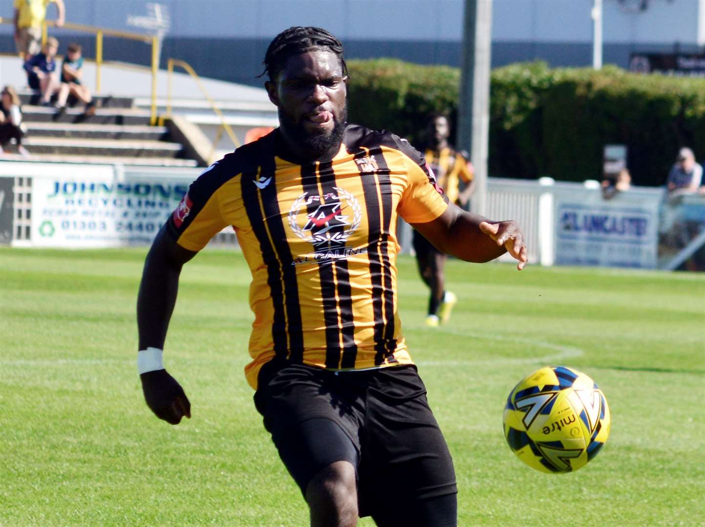 Big frontman David Smith – netted in Folkestone’s weekend 3-1 Isthmian Premier win at Lewes. Picture: Randolph File